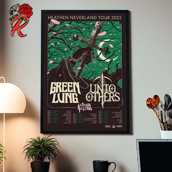 Green Lung And Unto Others And Satans Satyrs Heathen Neverland Tour 2025 Europe Tour Dates List Home Decor Poster Canvas