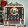 Guns N Roses Big Logo With Snowflakes Pattern Knitted Red Ugly Christmas Sweater