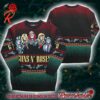 Guns N Roses Happy Holidays Snowy Logo Band Knitted Blue 2024 Ugly Christmas Sweater