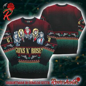 Guns N Roses Holiday 19 Bravado Band Members Skeletons Knitted Ugly Christmas Sweater