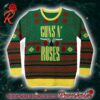 Guns N Roses Iconic Skull Images Band Wearing Santa Hats Blue Knitted Ugly Christmas Sweater