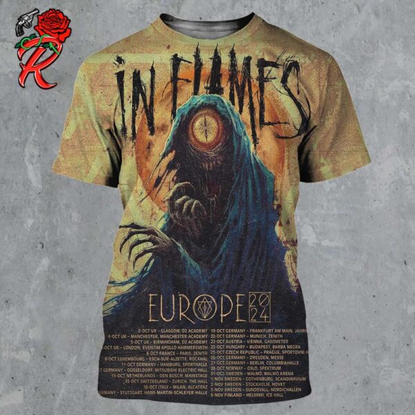 In Flames Europe Tour 2024 With Arch Enemy And Soilwork Tour Dates List All Over Print Shirt