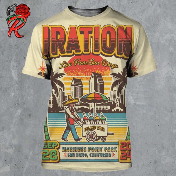 Iration Live From San Diego Poster For San Diego California At Marines Point Park On September 28 2024 Island Time All Over Print Shirt