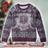 Iron Maiden Eddie From The Number of the Beast With Santa Hat Snowy Night Pattern Knitted Ugly Christmas Sweater