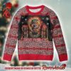 Iron Maiden Powerslave Album Cover Pixel Style With Egypt Symbols Pattern Knitted Blue Ugly Christmas Sweater