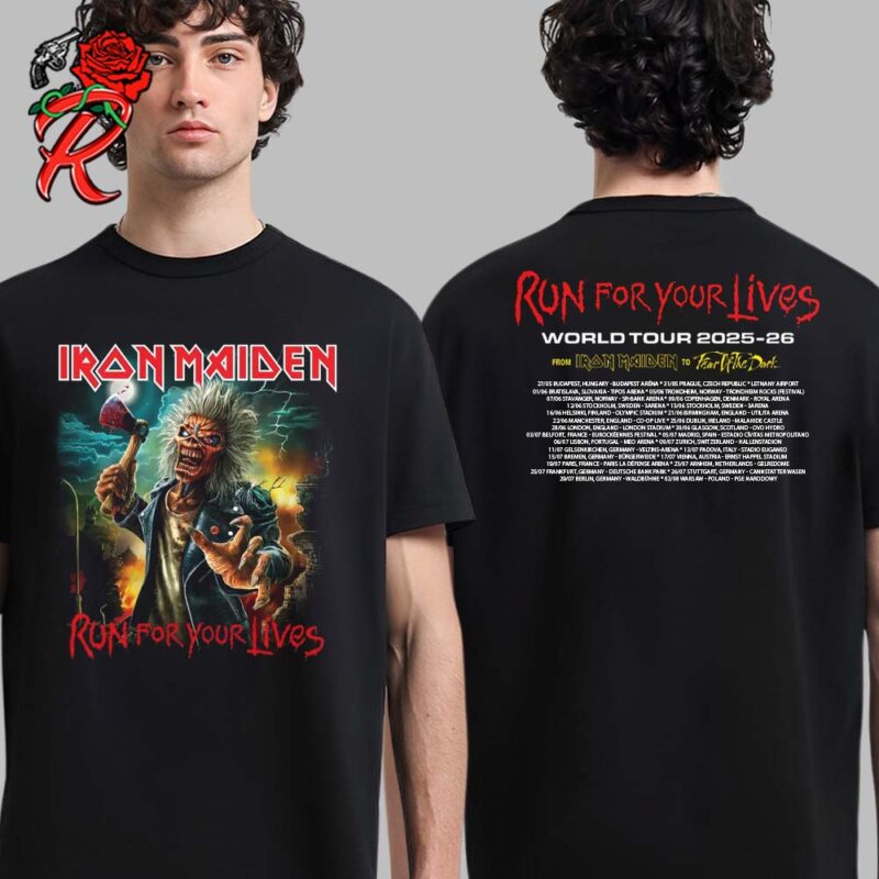 Maglietta Iron Maiden Run For Your Lives – Dublino 25 Giugno 2025, Taglia L, Marrone - Foto 2
