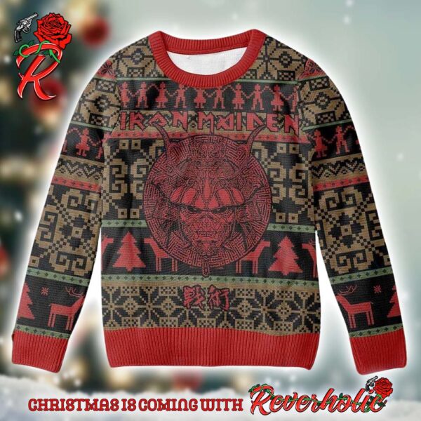 Iron Maiden Senjutsu Samurai Eddie Holiday Knitted Ugly Christmas Sweater