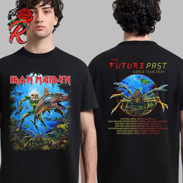 Iron Maiden The Future Past World Tour 2024 Australia Eddie As Fisherman Two Sides Unisex T-Shirt