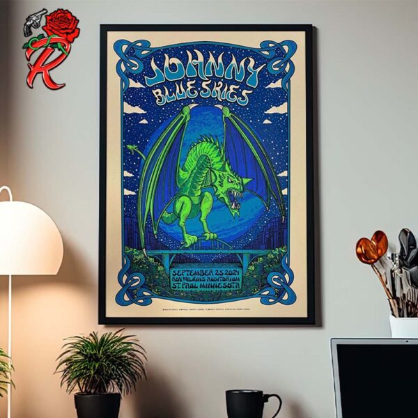 Johnny Blue Skies Concert Poster For St Paul Minnesota At Roy Wilkins Auditorium On September 25 2024 Home Decor Poster Canvas