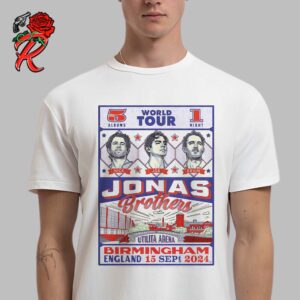 Jonas Brothers World Tour Concert Poster For Birmingham England At Utilita Arena On September 15 2024 Unisex T-Shirt