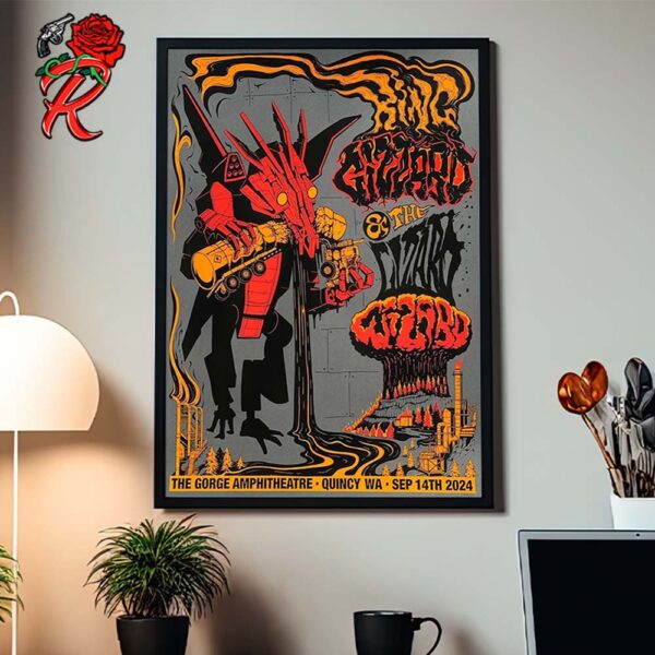 King Gizzard And The Lizard Wizard Concert Poster For Quincy WA At The Gorge Amphitheatre On September 14 2024 Home Decor Poster Canvas