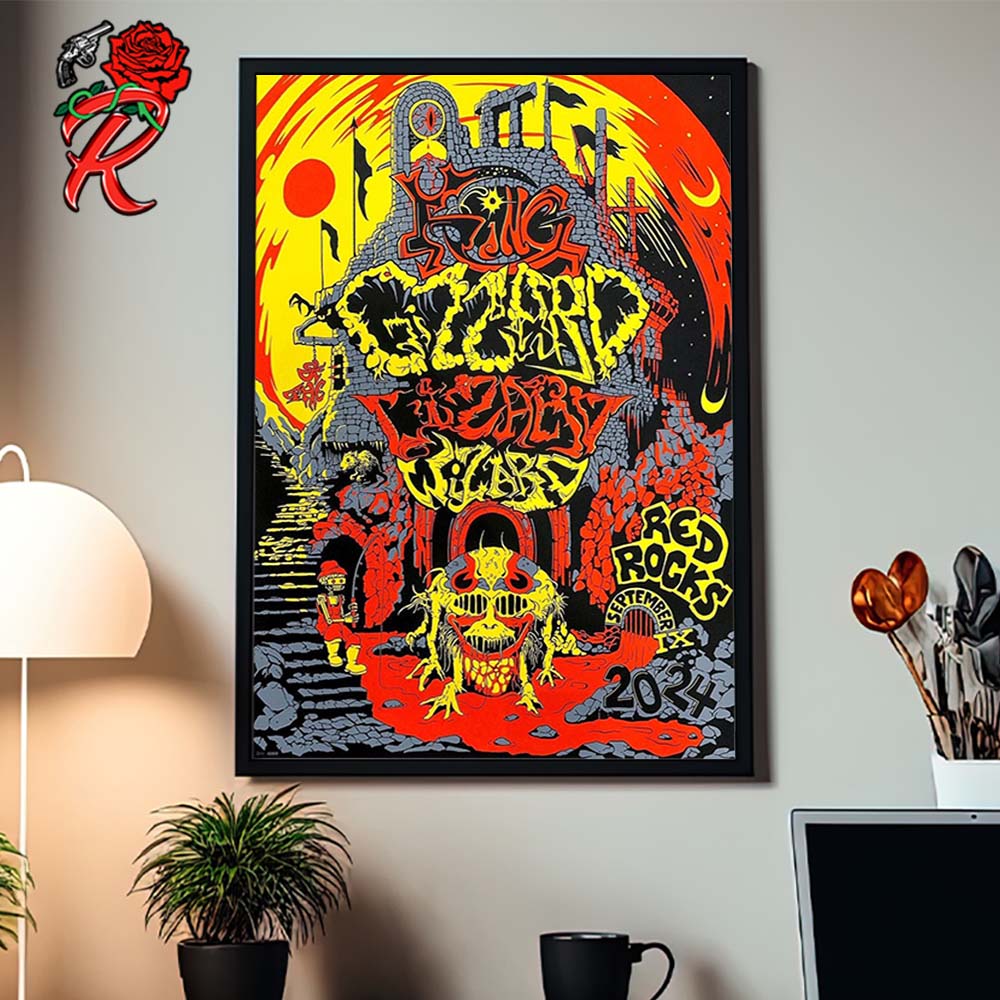 King Gizzard And The Lizard Wizard Poster For Show At Red Rocks Night 2 In Morrison Colorado On September 9 2024 Home Decor Poster Canvas