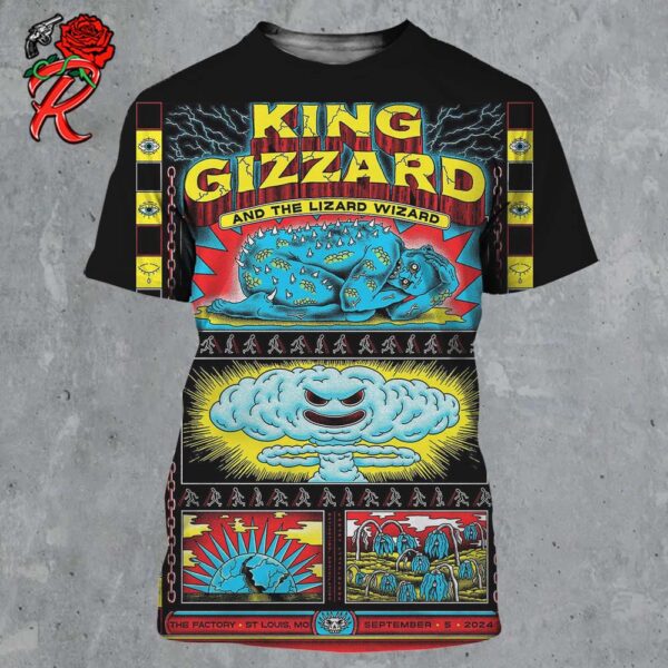 King Gizzard And The Lizard Wizard Poster For Tonight Show In St Louis Missouri At The Factory On September 5 2024 All Over Print Shirt