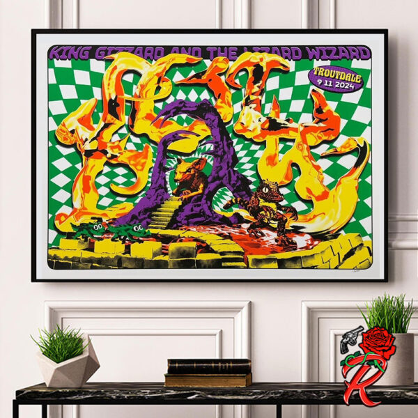 King Gizzard And The Lizard Wizard VR Sculpted Poster At Edgefield Amphitheater In Troutdale OR Tonight On September 11 2024 Home Decor Poster Canvas