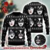 Kiss I Was Made For Loving You Black And Red Knitted Ugly Christmas Sweater