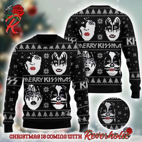 Kiss Band Xmas Tree Funny Member Faces Ugly Christmas Sweater 2024