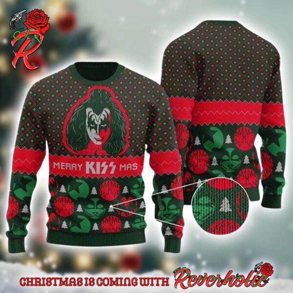 Kiss Gene Simmons Holiday Merry Kiss Mas Knitted Ugly Christmas Sweater