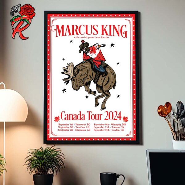 Marcus King Canada Tour 2024 Wall Decor Poster Canvas