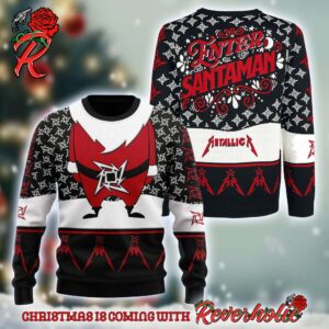 Metallica Enter Santaman Snowflakes Ninja Star Logo Pattern Ugly Christmas Sweater