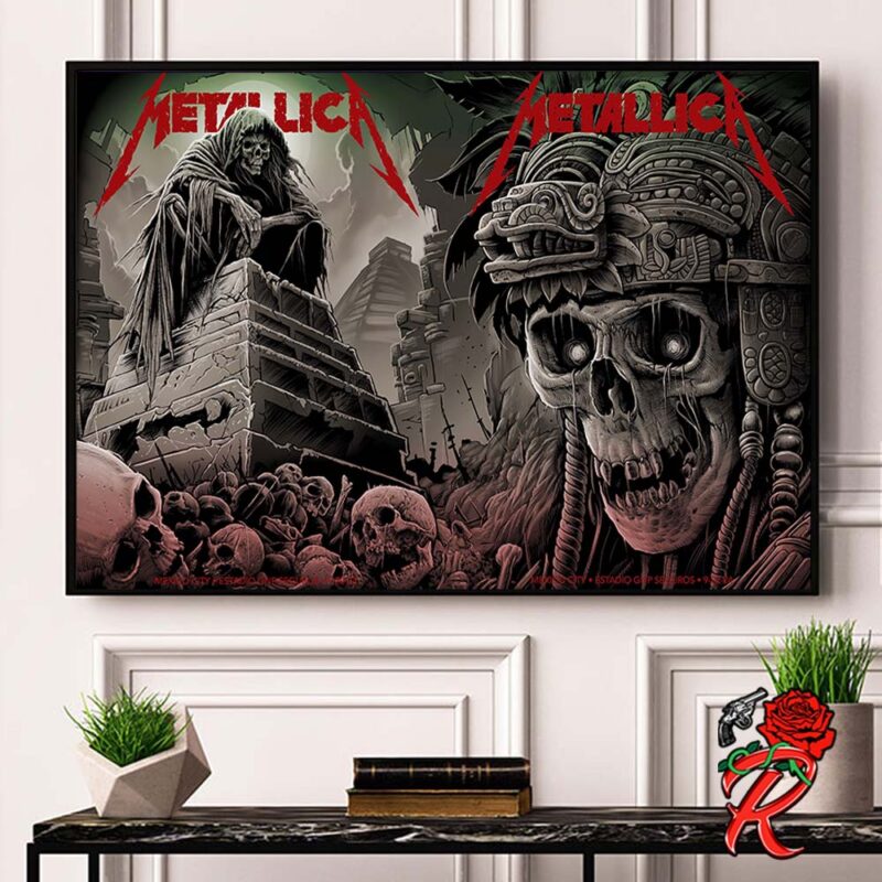 Metallica M72 CDMX Mexico City Full Shows Combined Poster At Estadio GNP Seguros On September 20 And 22 2024 M72 North American Tour Home Decor Poster Canvas