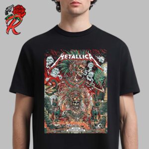 Metallica M72 CDMX Mexico City Night 3 Poster For Estadio GNP Seguros On September 27 2024 Met On Tour Aztec Warrior Artwork By Juan Ma Orozco Unisex T-Shirt