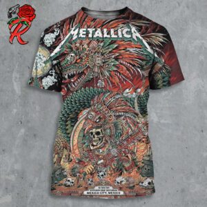 Metallica M72 CDMX Mexico City Night 4 Poster At Estadio GNP Seguros On September 29 2024 Aztec Snake Artwork By Juan Ma Orozco All Over Print Shirt