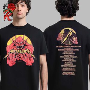 Metallica M72 North American Tour 2024 Jump Fire Devil Art With Tour List Two Sides Unisex T-Shirt