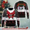 Metallica Christmas Holiday Style Snowflakes Reindeer Pattern Black And Blue 2024 Ugly Christmas Ugly Sweater