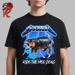 Moo Deng Ride The Moo Deng Metallica Ride The Lightning Cute Parody Unisex T-Shirt