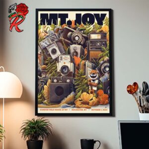 Mt Joy Band Show Poster For Rochester New York At Gordon Field Field House At Rit On October 1 2024 Stack Of Cameras With Tiger Mascot Artwork Wall Decor Poster Canvas