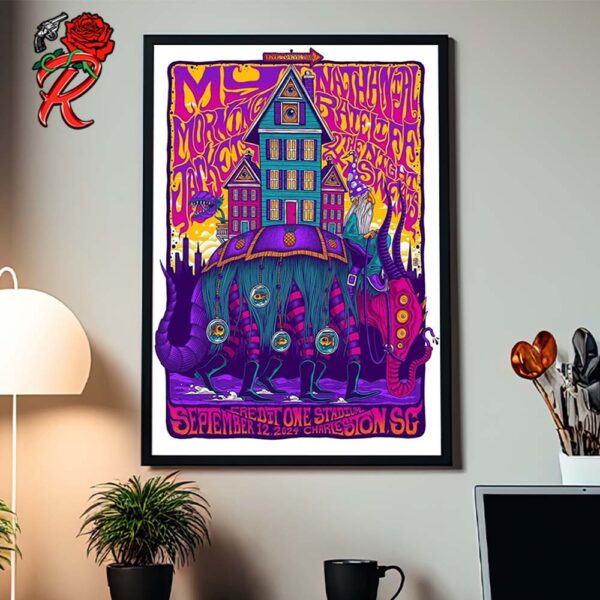 My Morning Jacket And Nathaniel Rateliff And The Night Sweats In South Carolina Eye To Eye Tour Poster For Charlestn SC At Credit One Stadium On September 2024 Wall Decor Poster Canvas