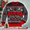 Pantera Fucking Hostile Skeleton With Flame Pattern Knitted Holiday Ugly Christmas Sweater