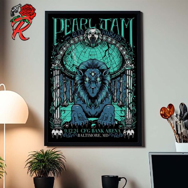 Pearl Jam Event Poster For Show In Baltimore Maryland At CFG Bank Arena On September 12 2024 The Lion Artwork Home Decor Poster Canvas