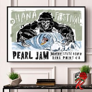 Pearl Jam Event Poster For The Ohana Festival At Dana Point California At Doheny State Beach On September 27 2024 The Sufing Death Wave Artwork Home Decor Poster Canvas