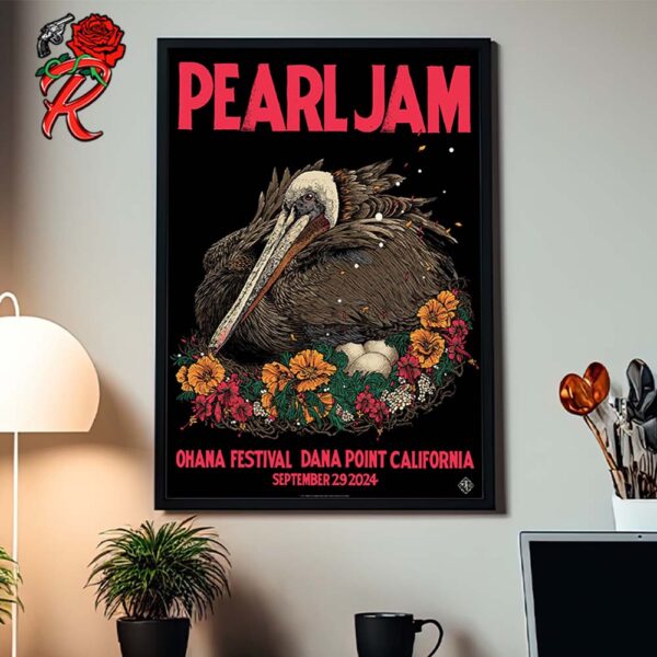 Pearl Jam Event Poster For The Ohana Festival Night 2 At Dana Point California At Doheny State Beach On September 29 2024 Home Decor Poster Canvas