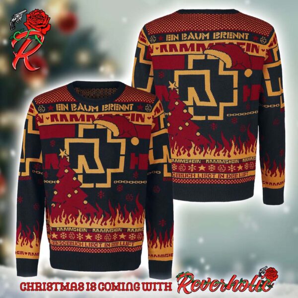 Rammstein En Baum Brennt Flames Ugly Christmas Sweater