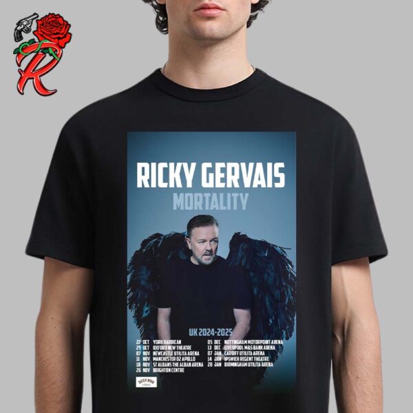 Ricky Gervais Mortality UK Tour 2024 2025 Tour Dates Unisex T-Shirt