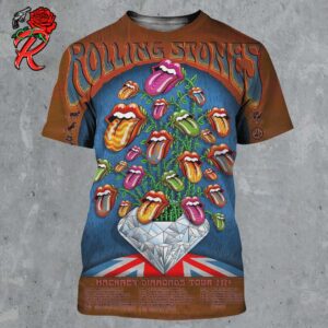 Rolling Stones Hackney Diamonds Tour 2024 Tour Dates List Poster Collectionzz Collaborations The Signature Tongue Logos Tree Artwork All Over Print Shirt