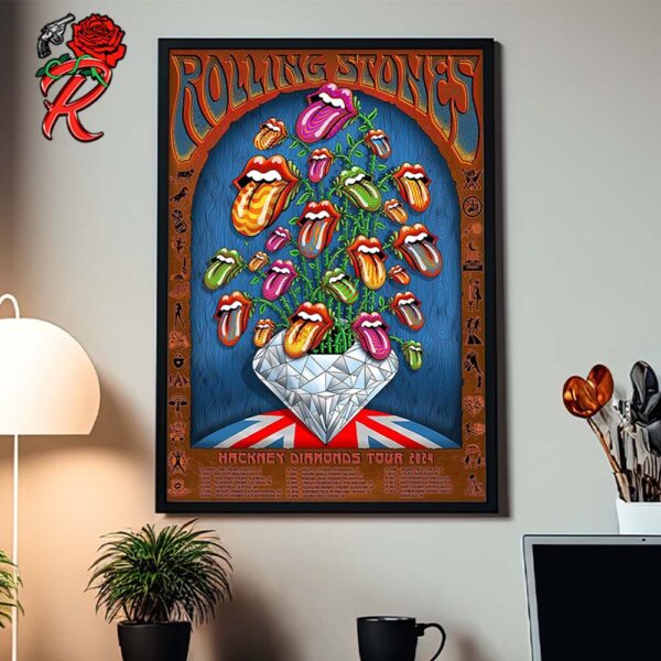 Rolling Stones Hackney Diamonds Tour 2024 Tour Dates List Poster Collectionzz Collaborations The Signature Tongue Logos Tree Artwork Home Decor Poster Canvas