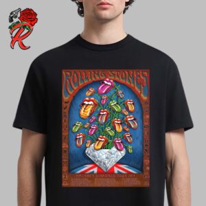 Rolling Stones Hackney Diamonds Tour 2024 Tour Dates List Poster Collectionzz Collaborations The Signature Tongue Logos Tree Artwork Unisex T-Shirt