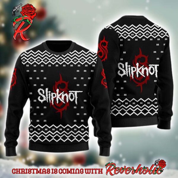 Slipknot Band Signature White Logo Xmas Gifts 2024 Ugly Christmas Sweater