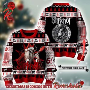 Slipknot Established 1995 Des Moines Iowa Death Satan Playing Guitar Personalized Ugly Christmas Sweater