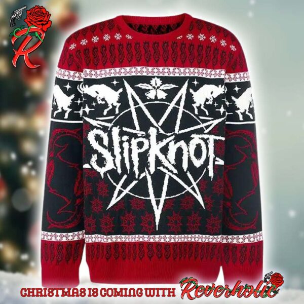 Slipknot Holiday Goat Pattern Xmas Gift For Rock Fan Knitted Ugly Christmas Sweater