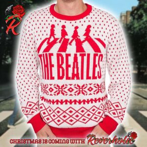 The Beatles Abbey Road 2024 Xmas Gifts Red And White Ugly Christmas Sweater