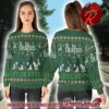 The Beatles Signature Abbey Road Band Members With Santa Hats Snowy Street Grey Knitted Ugly Christmas Sweater