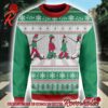 The Beatles Signature Abbey Road Band Members With Santa Hats Snowy Street Grey Knitted Ugly Christmas Sweater