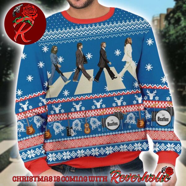 The Beatles Abbey Road Xmas Gifts For Fan 2024 Holiday Ugly Christmas Sweater