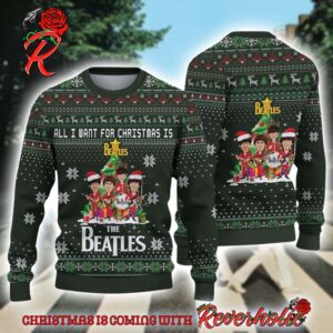 The Beatles All I Want For Xmas Is The Beatles Under The Christmas Tree 2024 Ugly Christmas Sweater