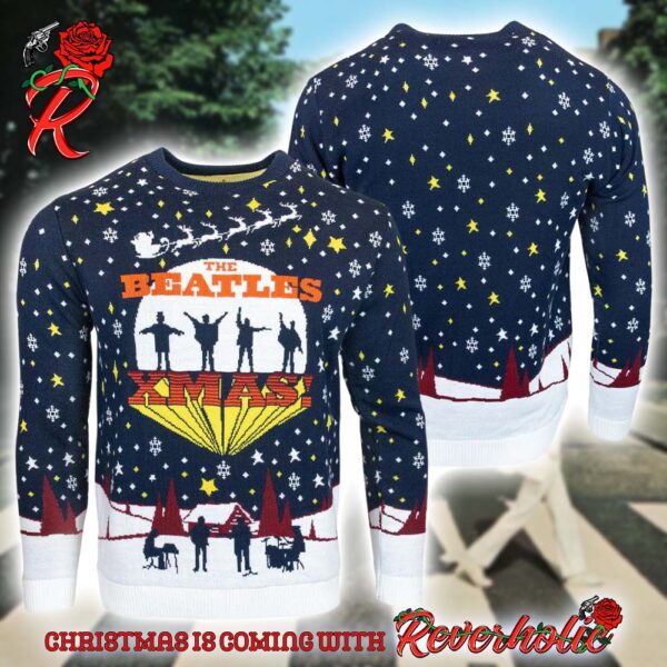 The Beatles Holiday Snowy Pattern Knitted Ugly Christmas Sweater