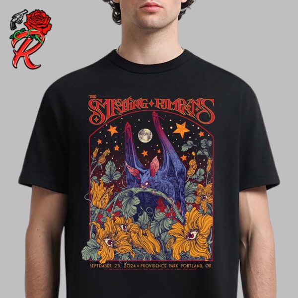 The Smashing Pumpkins Concert Poster For Portland Oregon At Providence Park On September 25 2024 The Bat Under The Starry Night Artwork Unisex T-Shirt